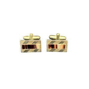 Vintage Gold Tone Cufflinks With Agate Inlay (1785)